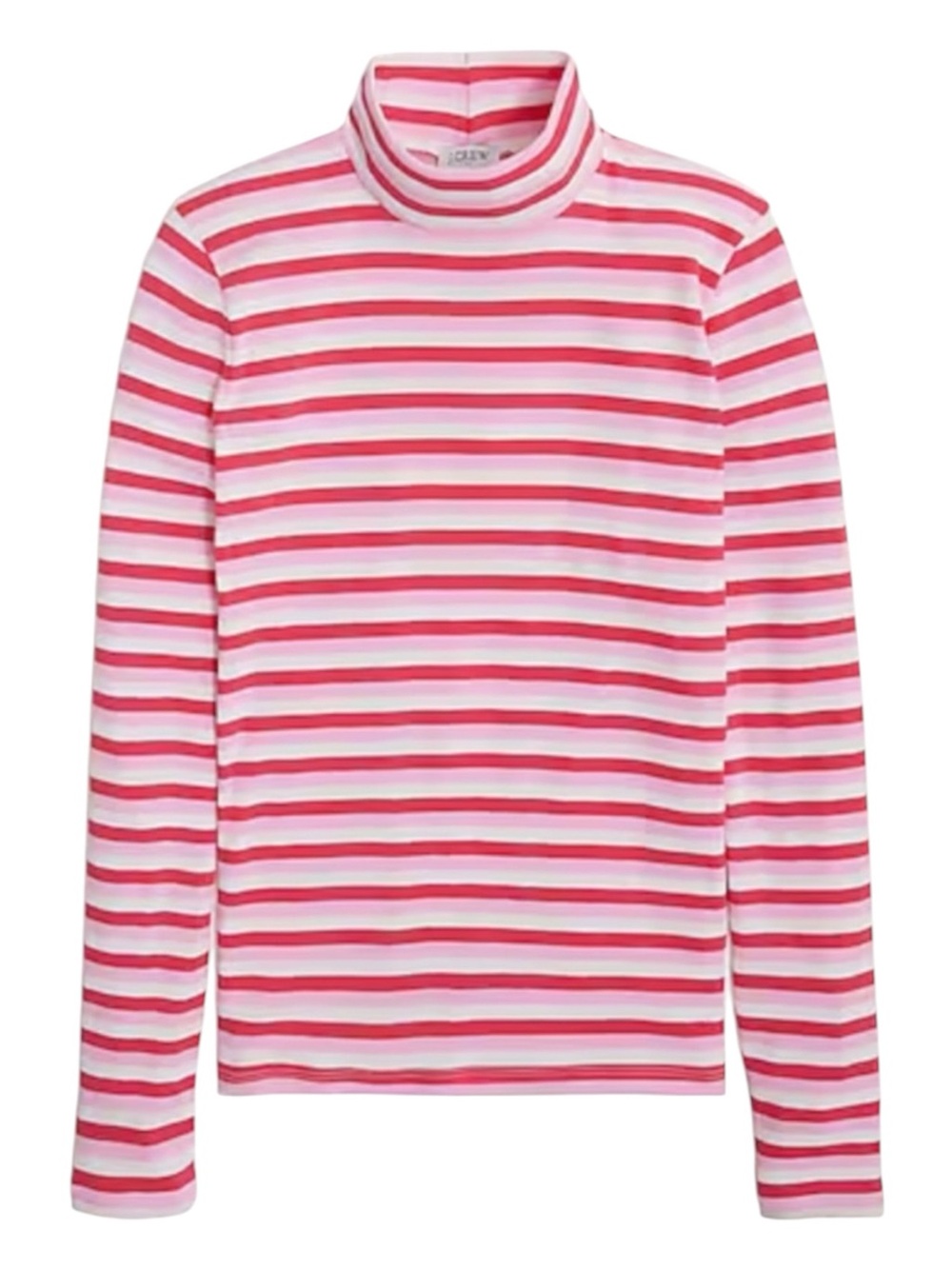 J. Crew Factory Striped Mock Neck Long Sleeve Tee in Pink & Red NWT Women’s XL